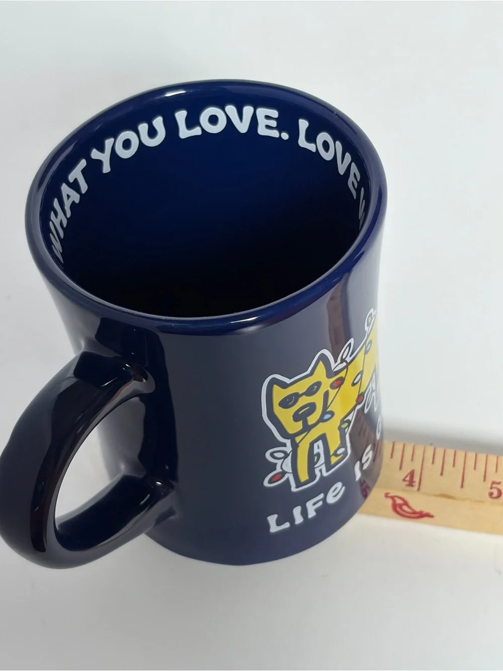 Life Is Good “Do What You Love” Dog Coffee Mug Navy Blue Ceramic 4.5”